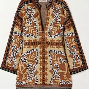 Valentino Geometric Knit Dress in Brown and Black